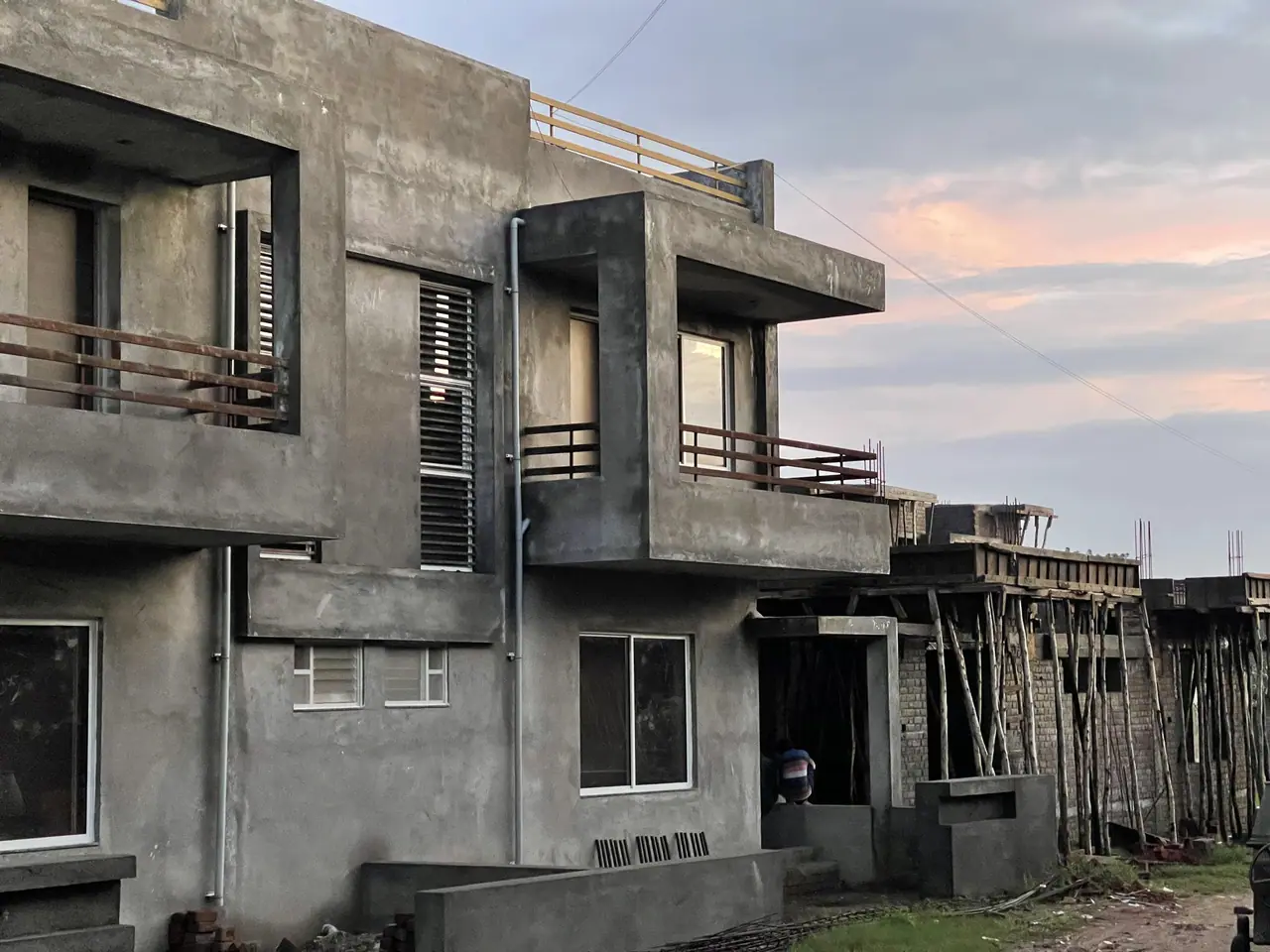 Row houses at Shreeji Vandan before plaster and paint